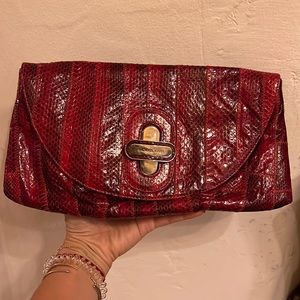 Soft sided snake skin clutch — AMAZING RED. MATCHES EVERYTHING!